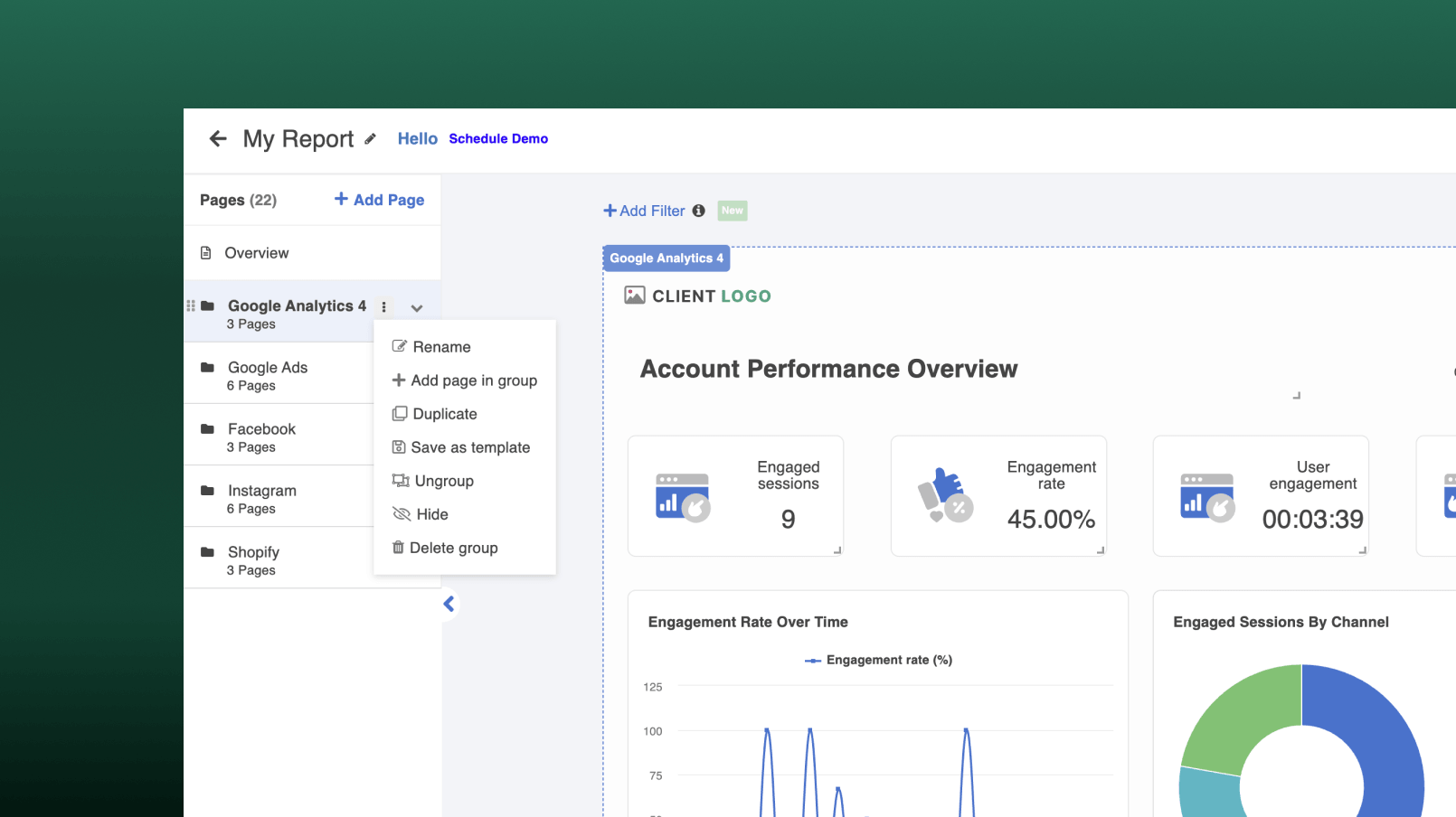 New left navigation with page management menu